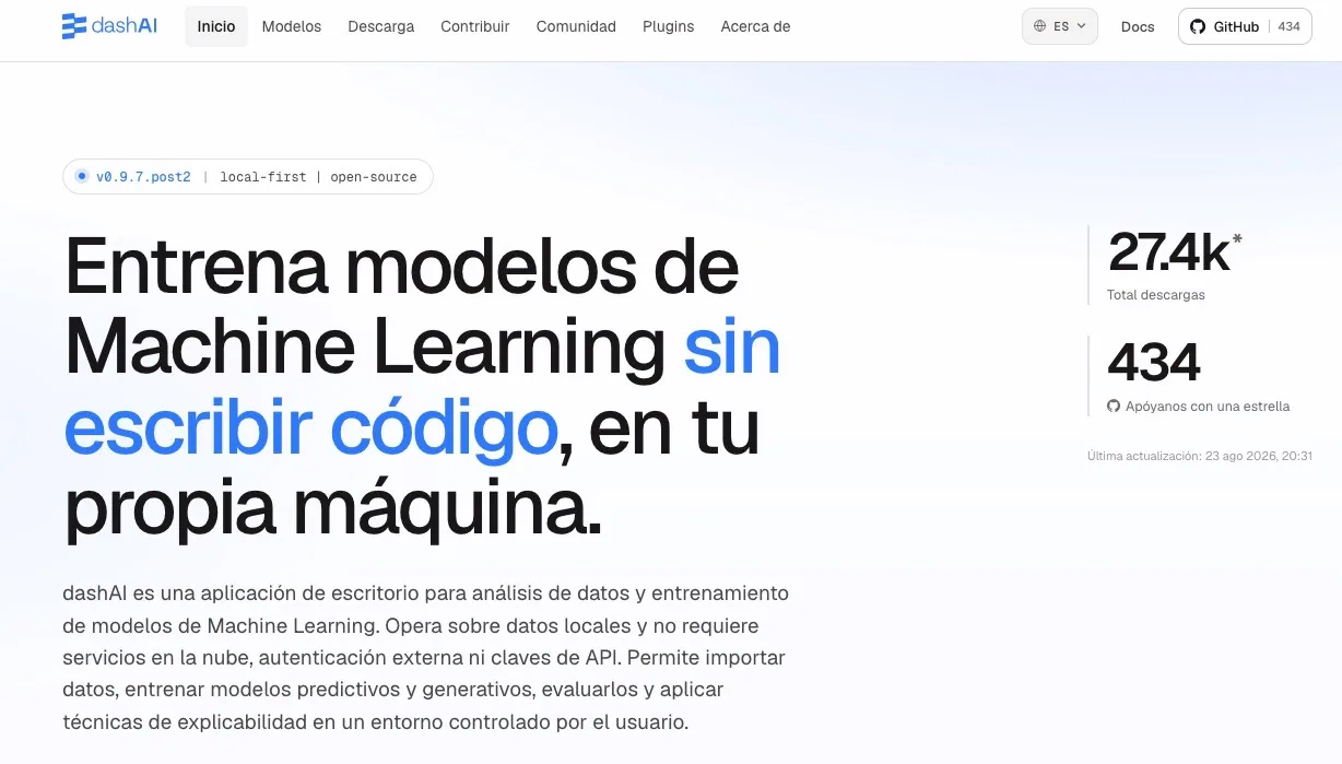 dashAI: entrena modelos de Machine Learning sin escribir código, en tu propia máquina — la workbench open source chilena