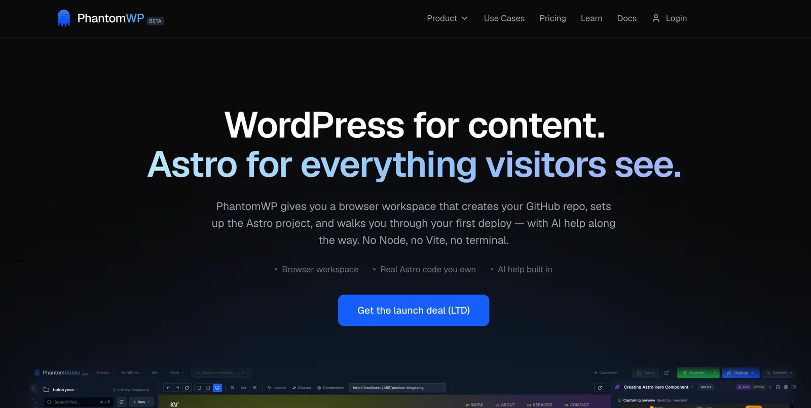 PhantomWP: headless WordPress con Astro, IA y deploy en minutos (2026)