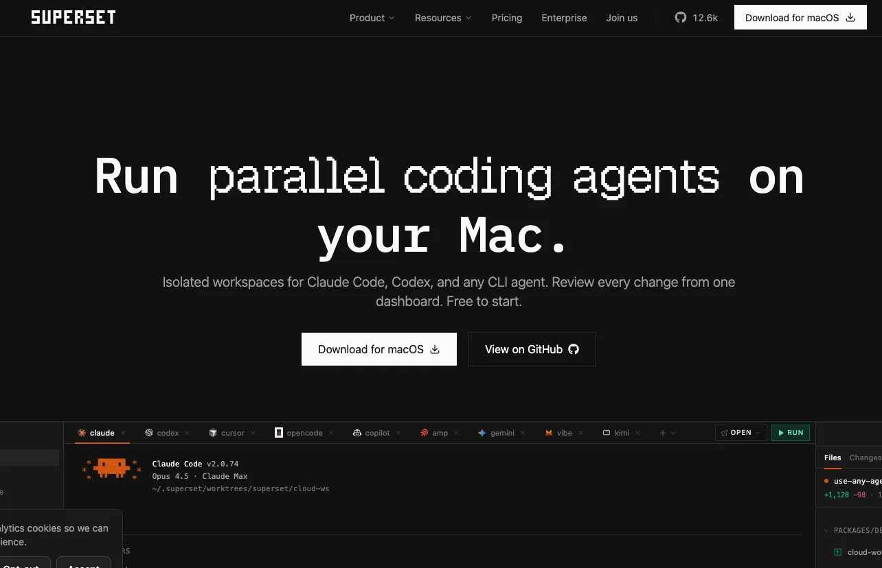 Superset.sh: cómo correr múltiples agentes de coding en paralelo (Claude Code, Codex, OpenCode, Kimi y más)